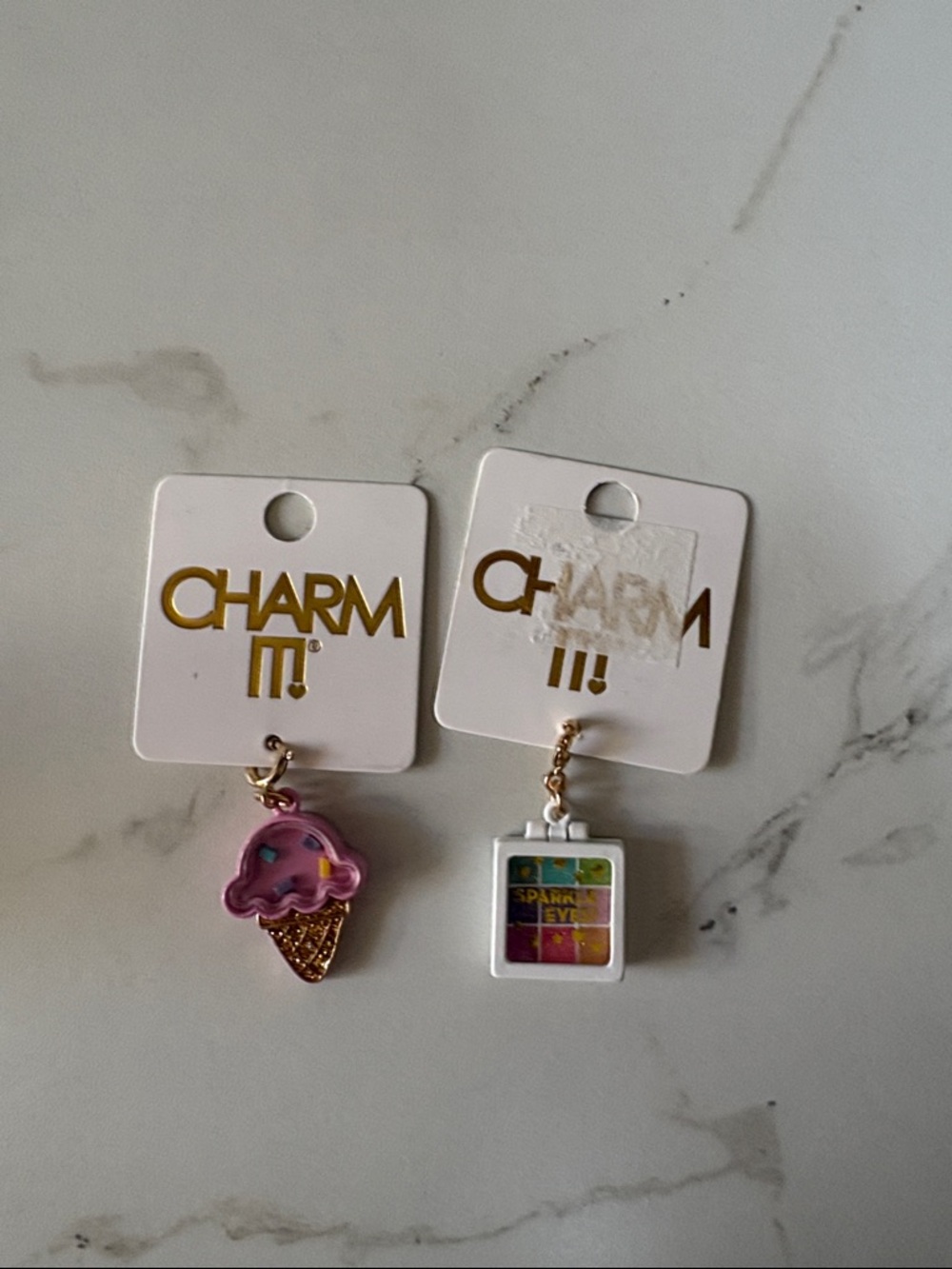 Kids Pink Ice Cream & Multicolor Charm Pair